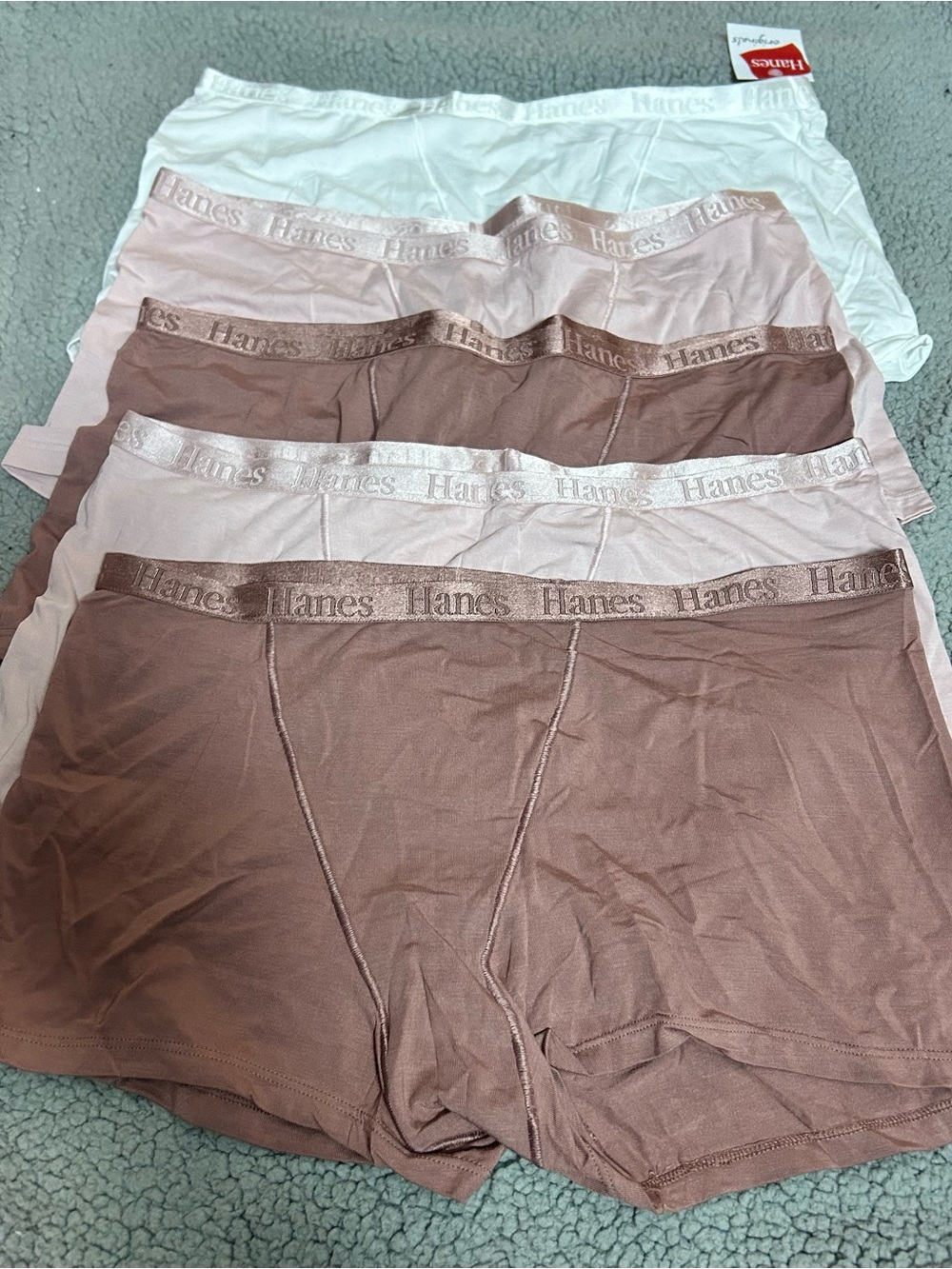 NWT Ladies Hanes Original Seamless Tagless Boy Brief 5 Pack Panties 2X